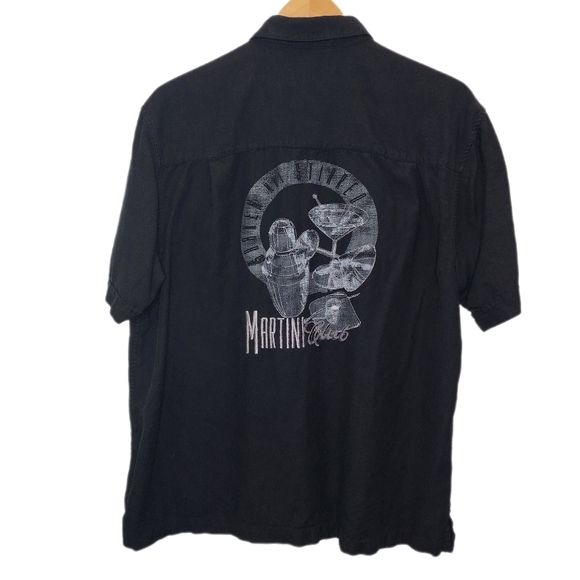 CUBAVERA Mens Black Martini Club Short Sleeve Collared Relaxed Fit Button Up- XL - Picture 6 of 10